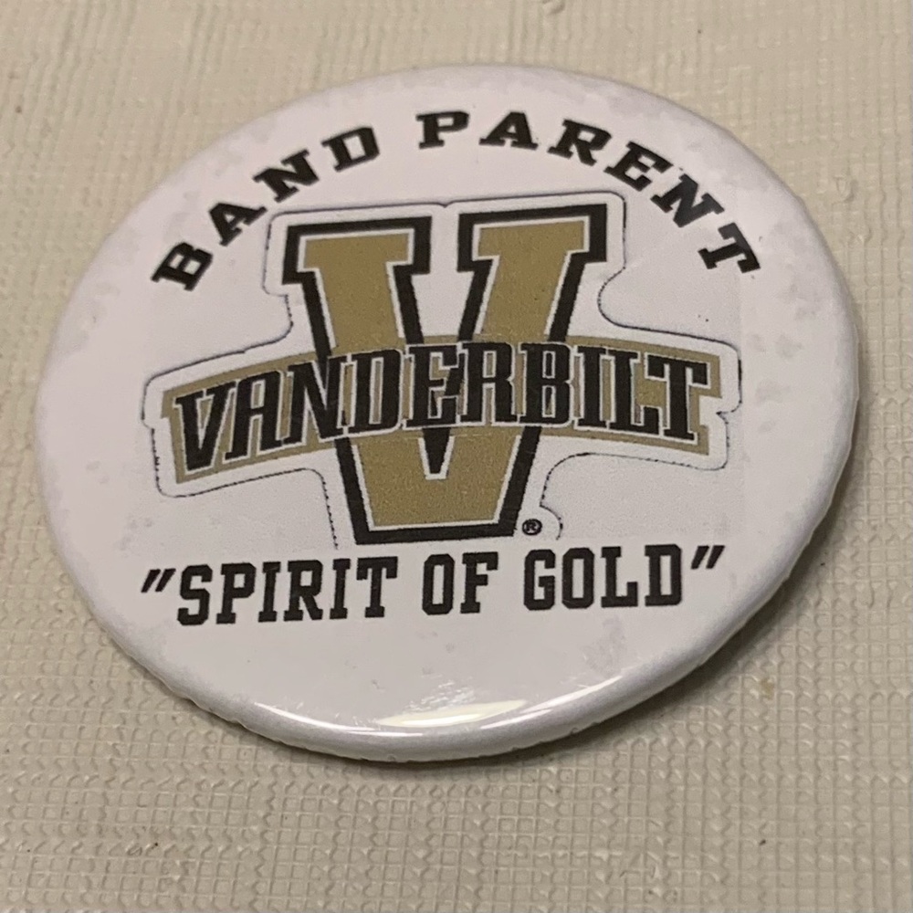 VINTAGE Vanderbilt Band Parent Button 2011 SPIRIT OF THE GOLD with V logo name